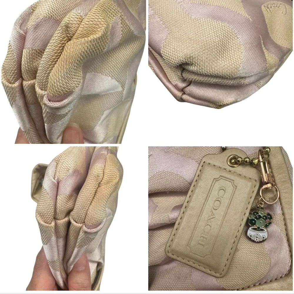 Coach Rare Pink and Beige Parker Bow Ruched Mini Small Shoulder Bag
